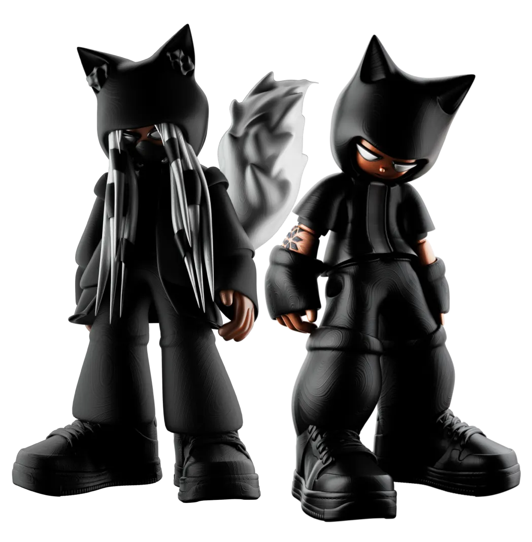 Modèle 3D du duo Adry Foxy et Otto conçu par 2Street-Studio.