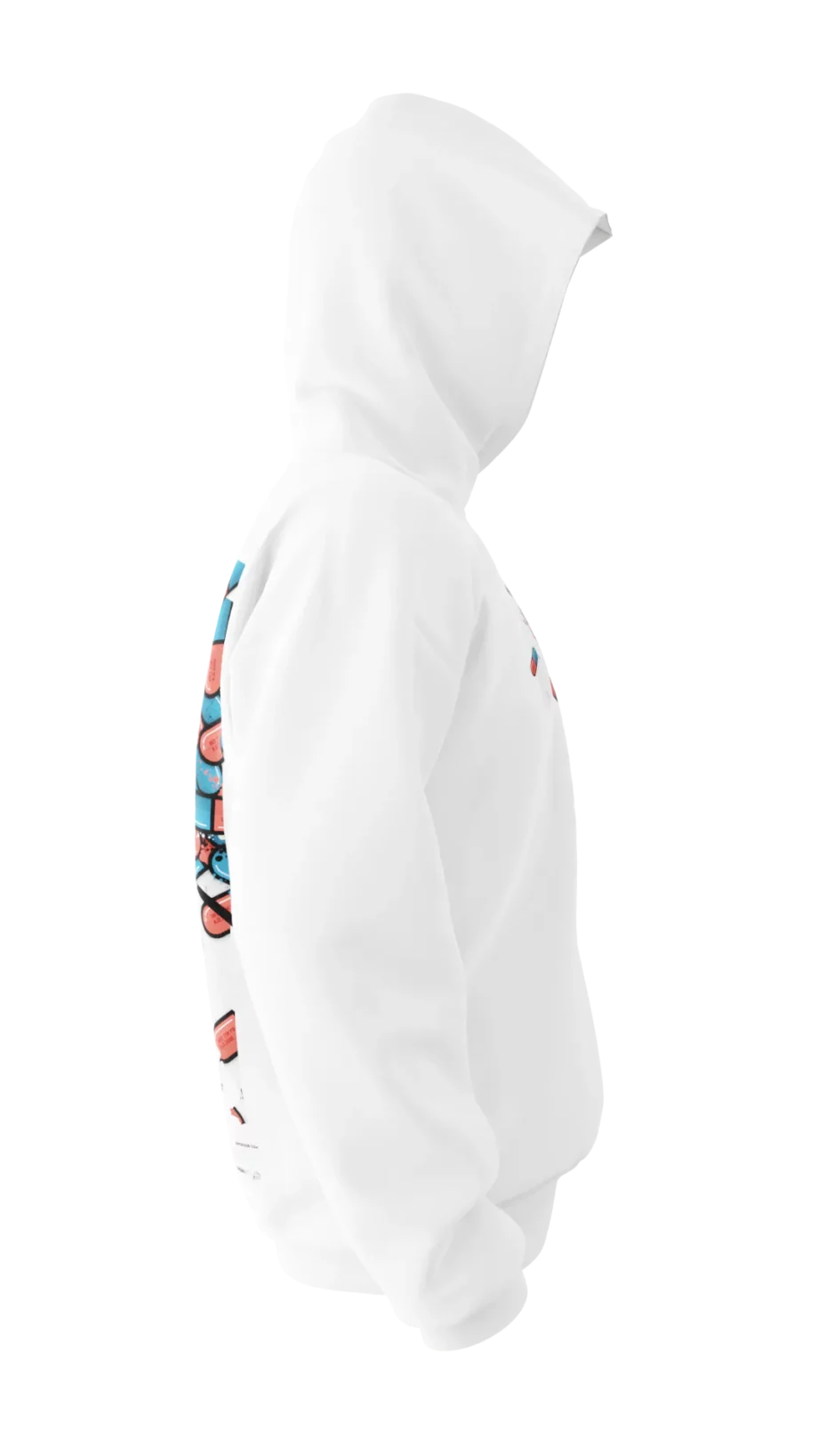 sweat blanc avec design en réalité augmentée Akira "The Capsules" signé Monsieur Lebleu.