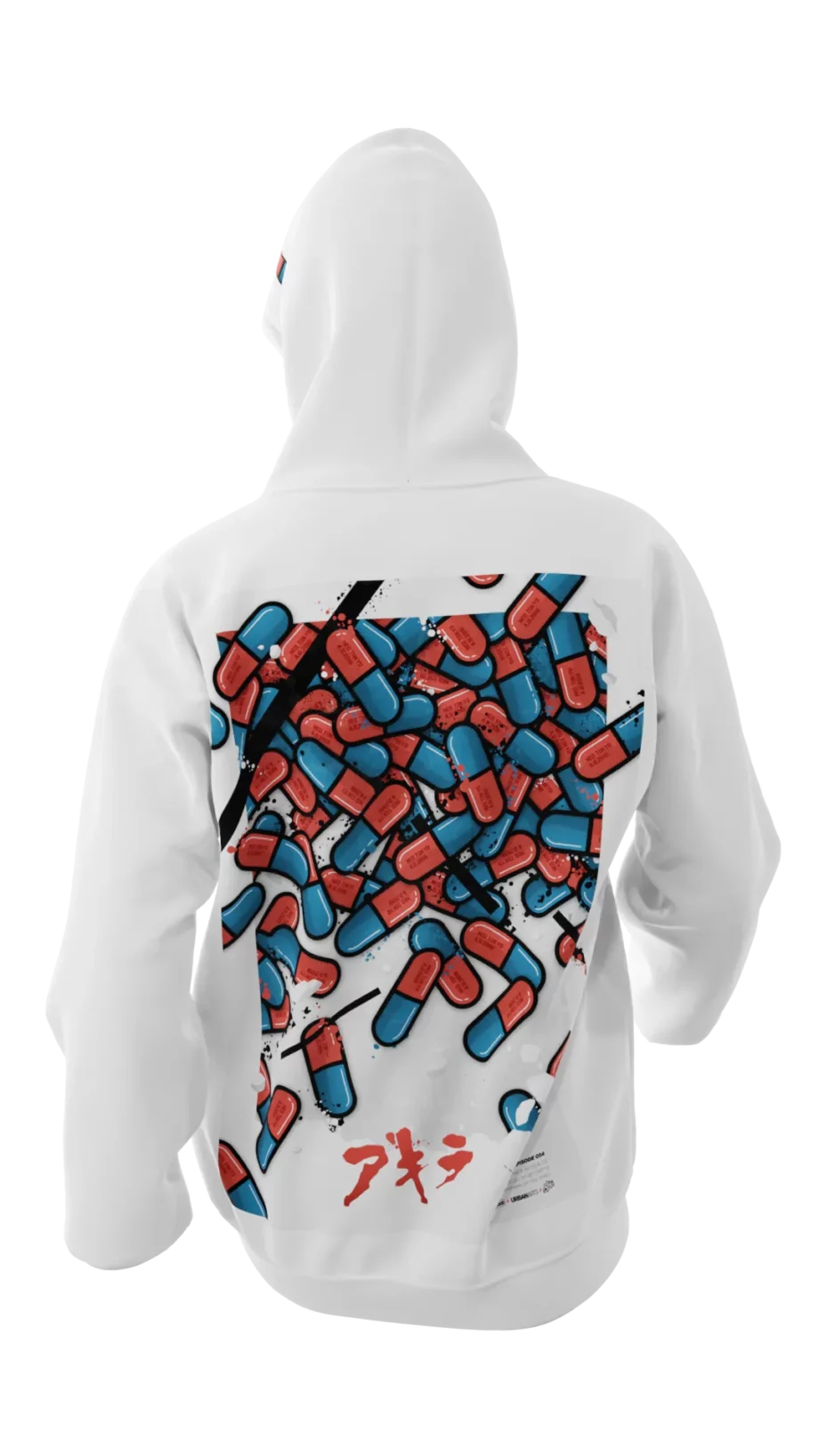 sweat blanc avec design en réalité augmentée Akira "The Capsules" signé Monsieur Lebleu.