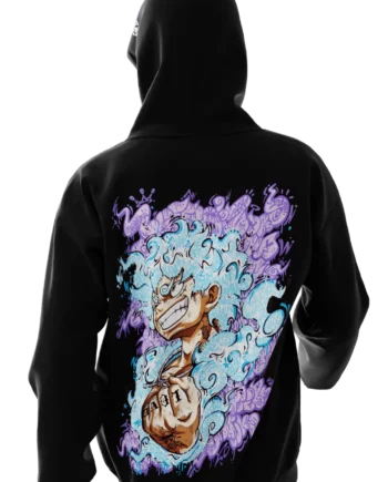 Hoodie noir avec design en réalité augmentée "Luffy GraffV" par Oskunk. 3. Hoodie Blanc – "Luffy GraffV"  
