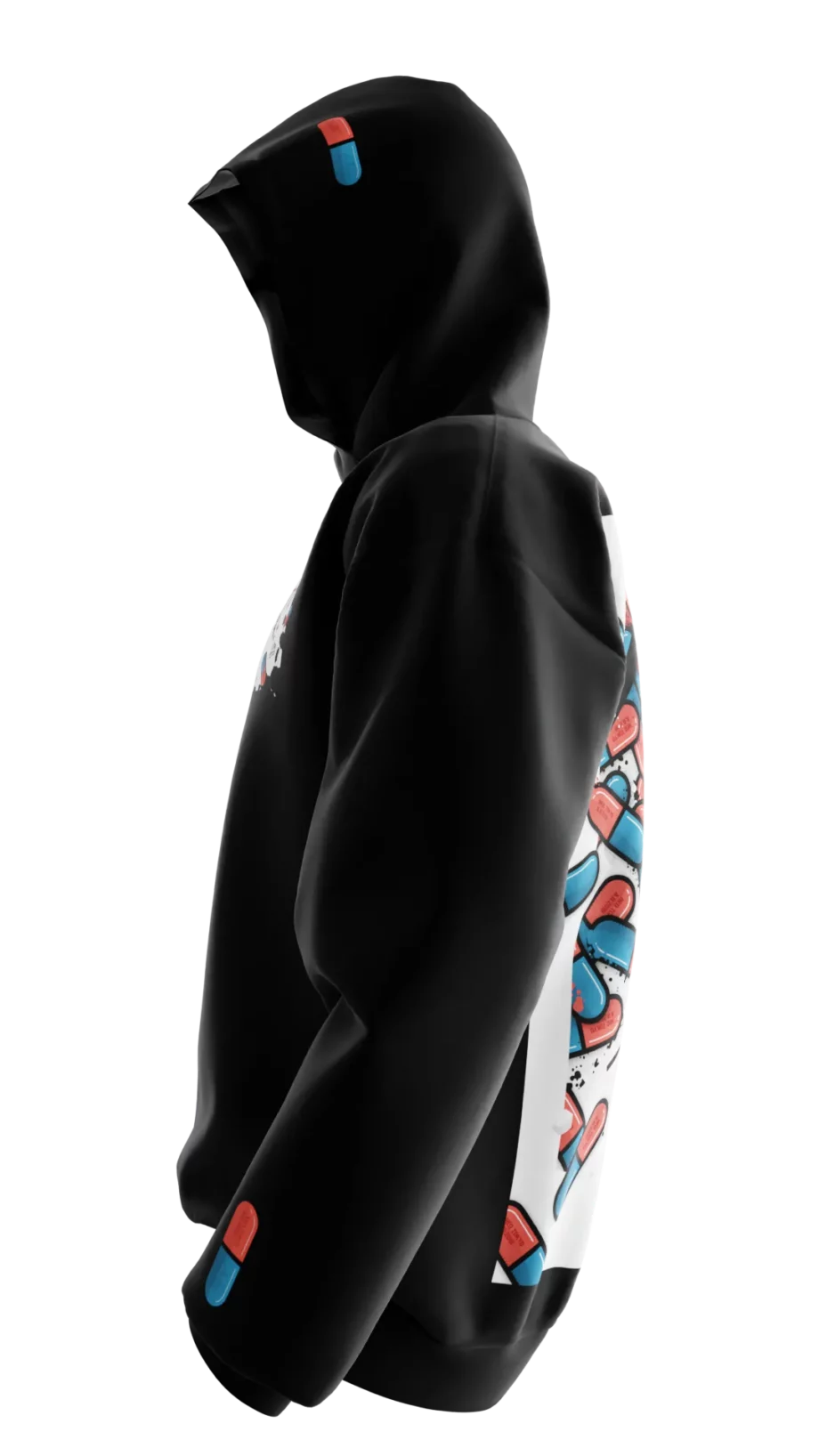 sweat noir avec design en réalité augmentée Akira "The Capsules" signé Monsieur Lebleu.