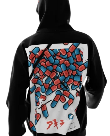 sweat noir avec design en réalité augmentée Akira "The Capsules" signé Monsieur Lebleu.