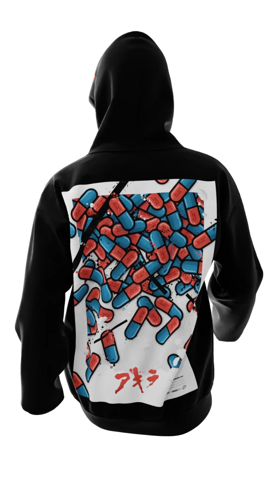 sweat noir avec design en réalité augmentée Akira "The Capsules" signé Monsieur Lebleu.