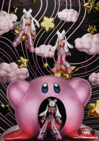 Illustration en réalité augmentée Kirby "Foxyverse" par Adry Foxy, édition limitée.