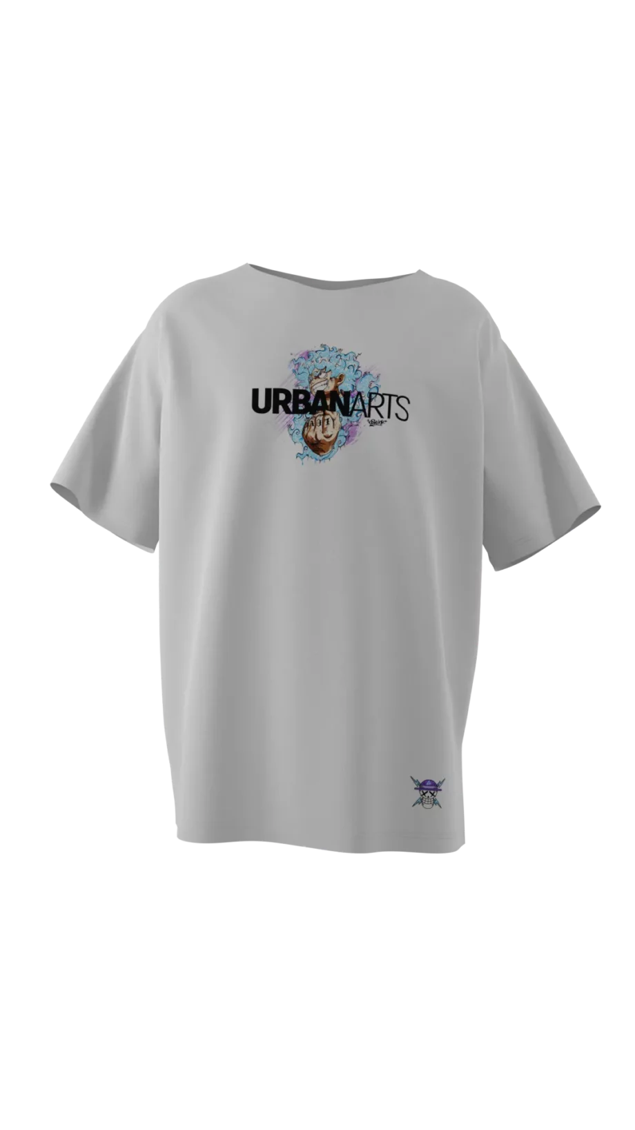 T-shirt blanc en réalité augmentée mettant en avant le motif "Luffy GraffV" signé Oskunk.