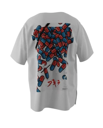 T-shirt blanc avec design en réalité augmentée Akira "The Capsules" signé Monsieur Lebleu.