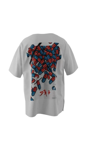 T-shirt blanc avec design en réalité augmentée Akira "The Capsules" signé Monsieur Lebleu.