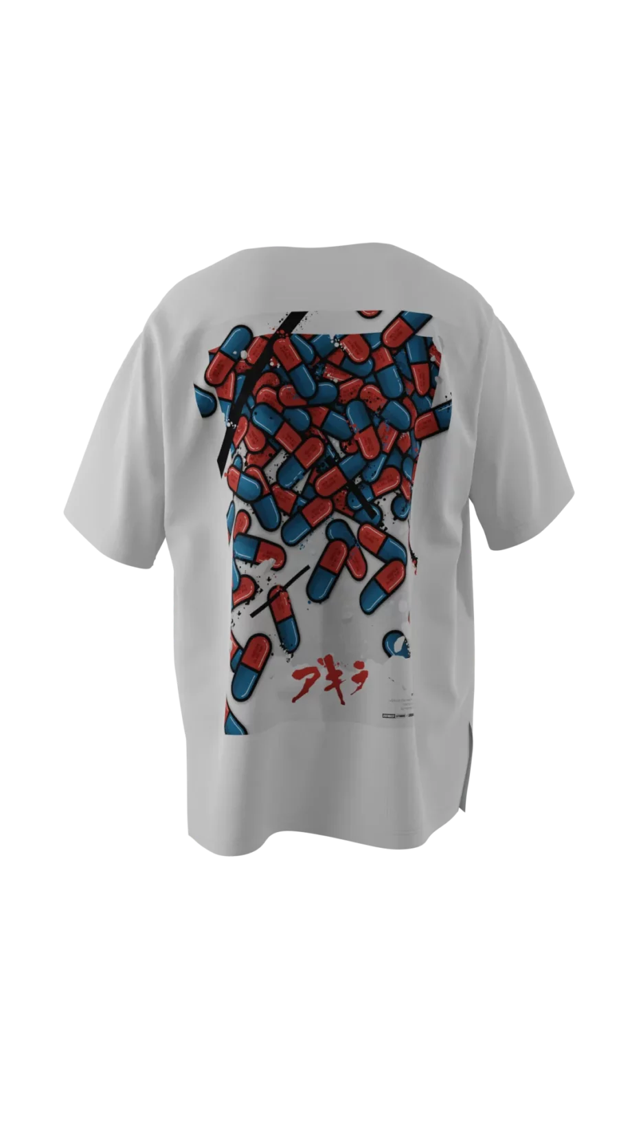 T-shirt blanc avec design en réalité augmentée Akira "The Capsules" signé Monsieur Lebleu.