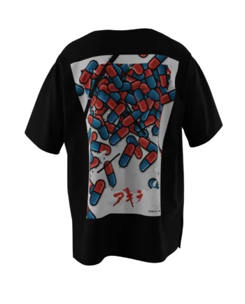 T-shirt noir avec design en réalité augmentée Akira "The Capsules" signé Monsieur Lebleu.