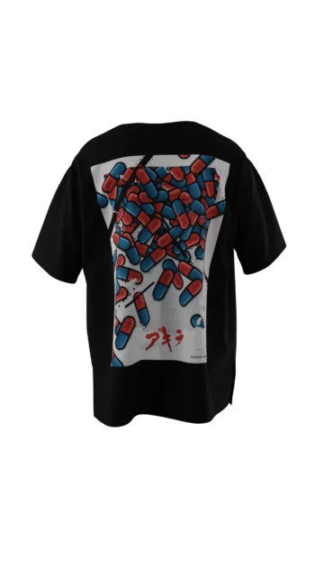 T-shirt noir avec design en réalité augmentée Akira "The Capsules" signé Monsieur Lebleu.