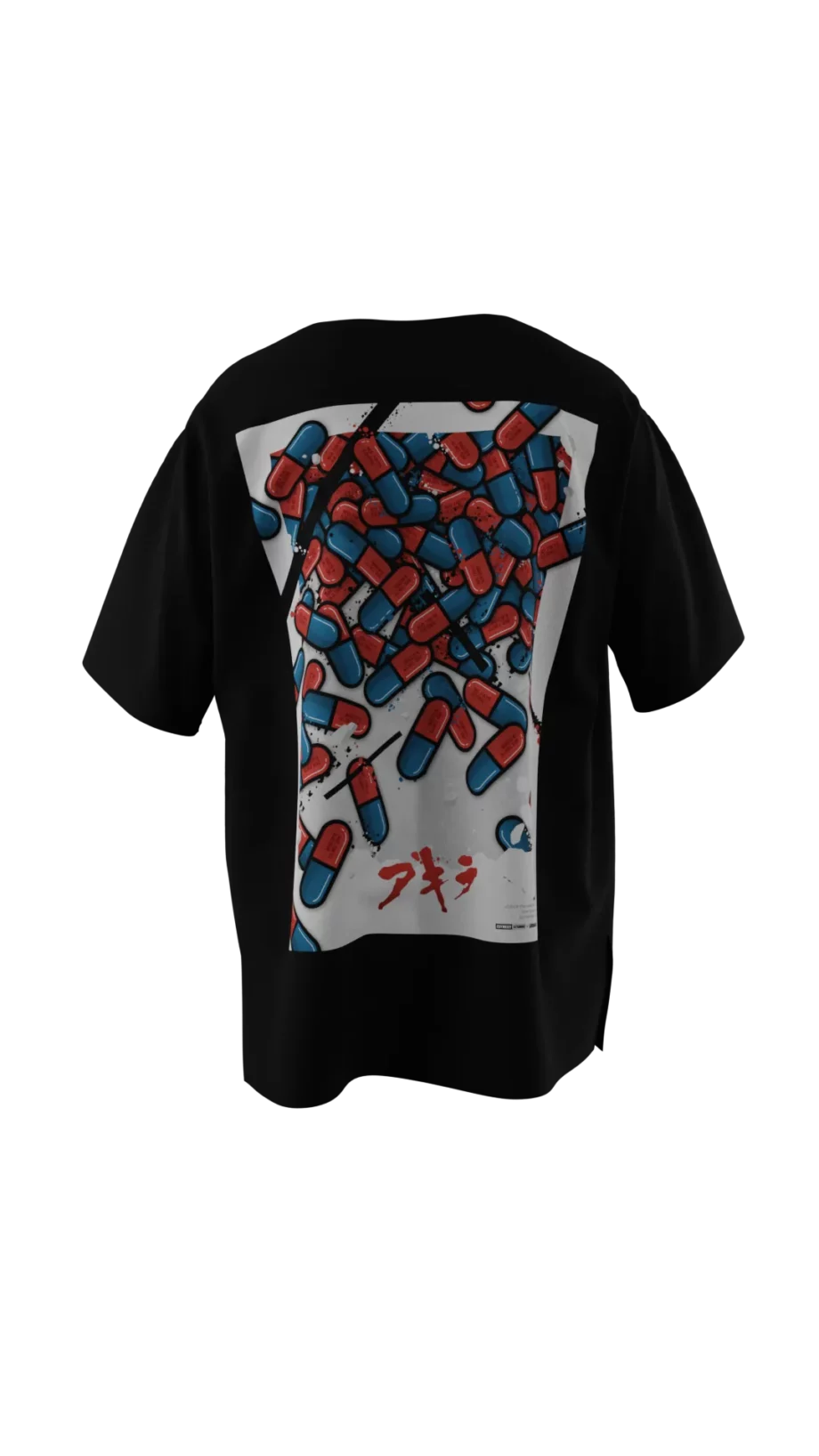 T-shirt noir avec design en réalité augmentée Akira "The Capsules" signé Monsieur Lebleu.