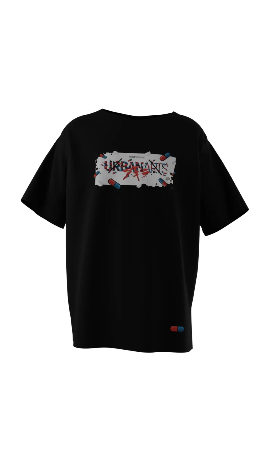 T-shirt noir avec design en réalité augmentée Akira "The Capsules" signé Monsieur Lebleu.