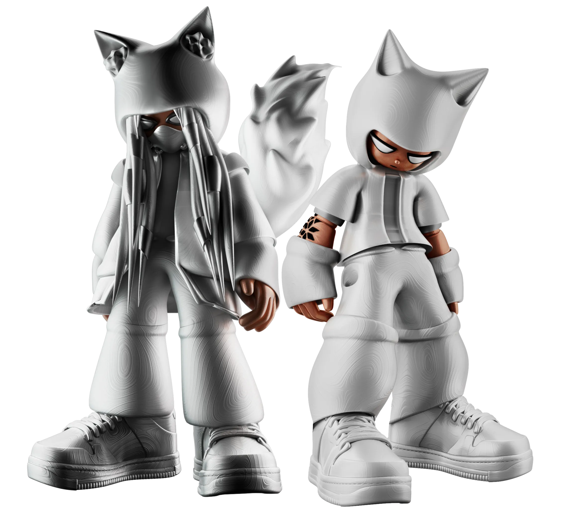 Modèle 3D du duo Adry Foxy et Otto conçu par 2Street-Studio.