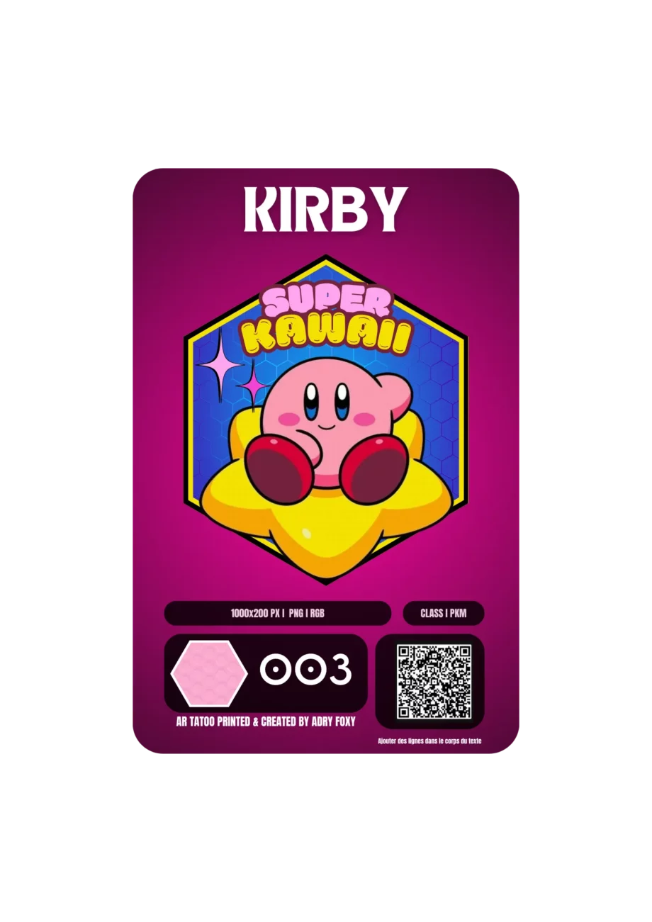 AR Tattoo Pack 5 tatouages - paw paw, Papillon, kirby, buu, kuromi