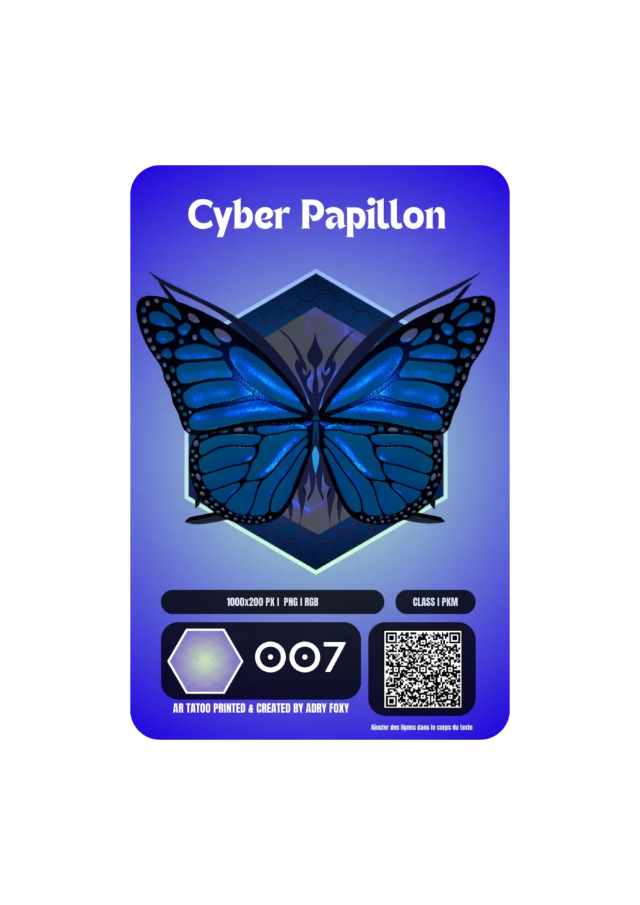 AR Tattoo Pack 5 tatouages - paw paw, Papillon, kirby, buu, kuromi